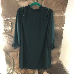 NWOT BebBop XL Green Ruffle Sheath Dress